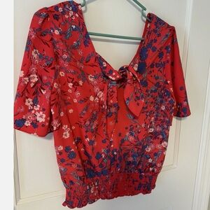 Nine Britton Red Floral Blouse